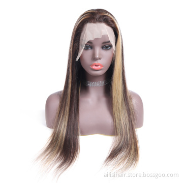 2021 New Style Highlight Wig Raw Virgin Cuticle Aligned Hair Wigs Human Hair Lace Front Natural Hair Wigs for Black Women